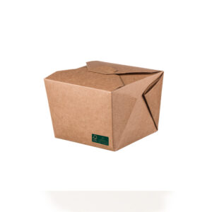 Marmita rectangular kraft com tampa articulada 1200 ml